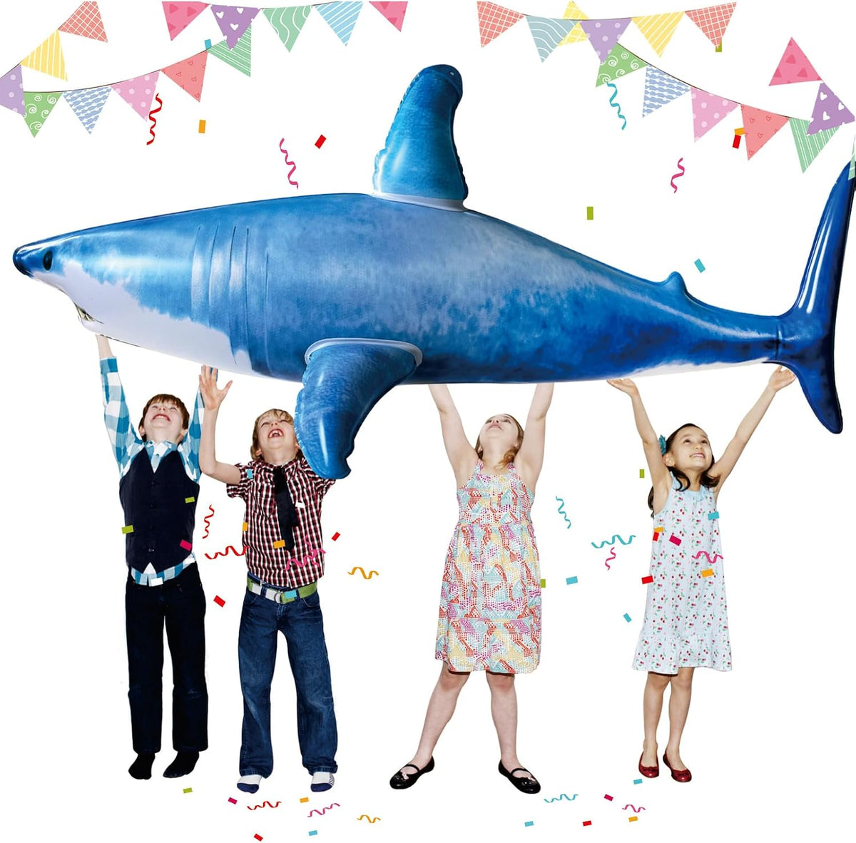Huge Inflatable Shark Pool Toy - Blue