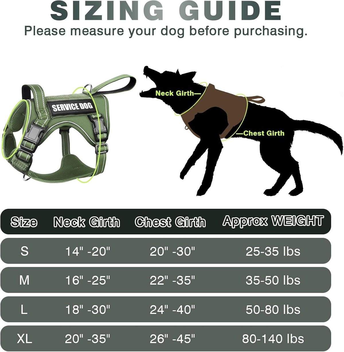 WINSEE Tactical Dog Harness - X-Large / Green - image 3