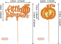 24 PCS Pumpkin Oh Baby Cupcake Toppers Glitter Fall Theme pumpkin - Design 12 - image 2