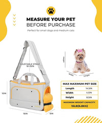 Small Dog Sling Carrier, Front Facing Dog Carrier Sling, Hands Free Pet Carriers Bag with Padded Adjustable Strap and Poop Dispenser Machine Washable for Small Dogs Cats Travel Outdoor-Grey