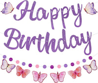 Halloween Birthday Banner - Purple / Butterfly