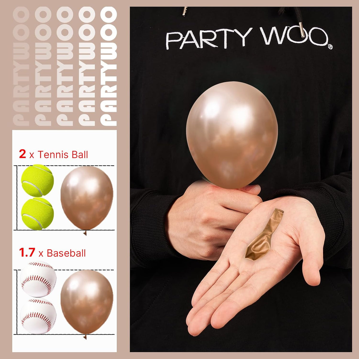 PartyWoo White Balloons 155pcs Matte White Latex Balloons Different - Champagne Gold-g112 / 5 inch - image 3