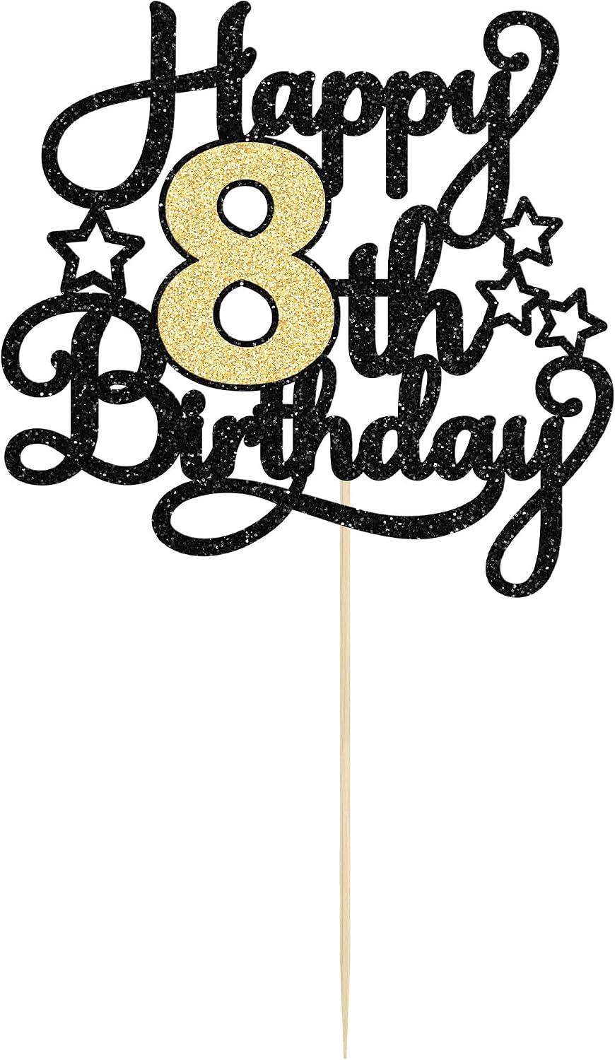 1Pc Happy 80th Birthday Cake Topper Black Gold Glitter Cheers to 80 - 8th - image 3