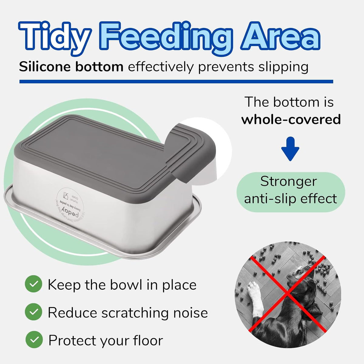 PEDAY 2.64 Gallon Extra Large Dog Water Bowl - 1.2 gallon / Silver, Nonsilp - image 3