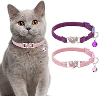 BINGPET Halloween Cat Collar Breakaway - Heart (Pink + Purple)