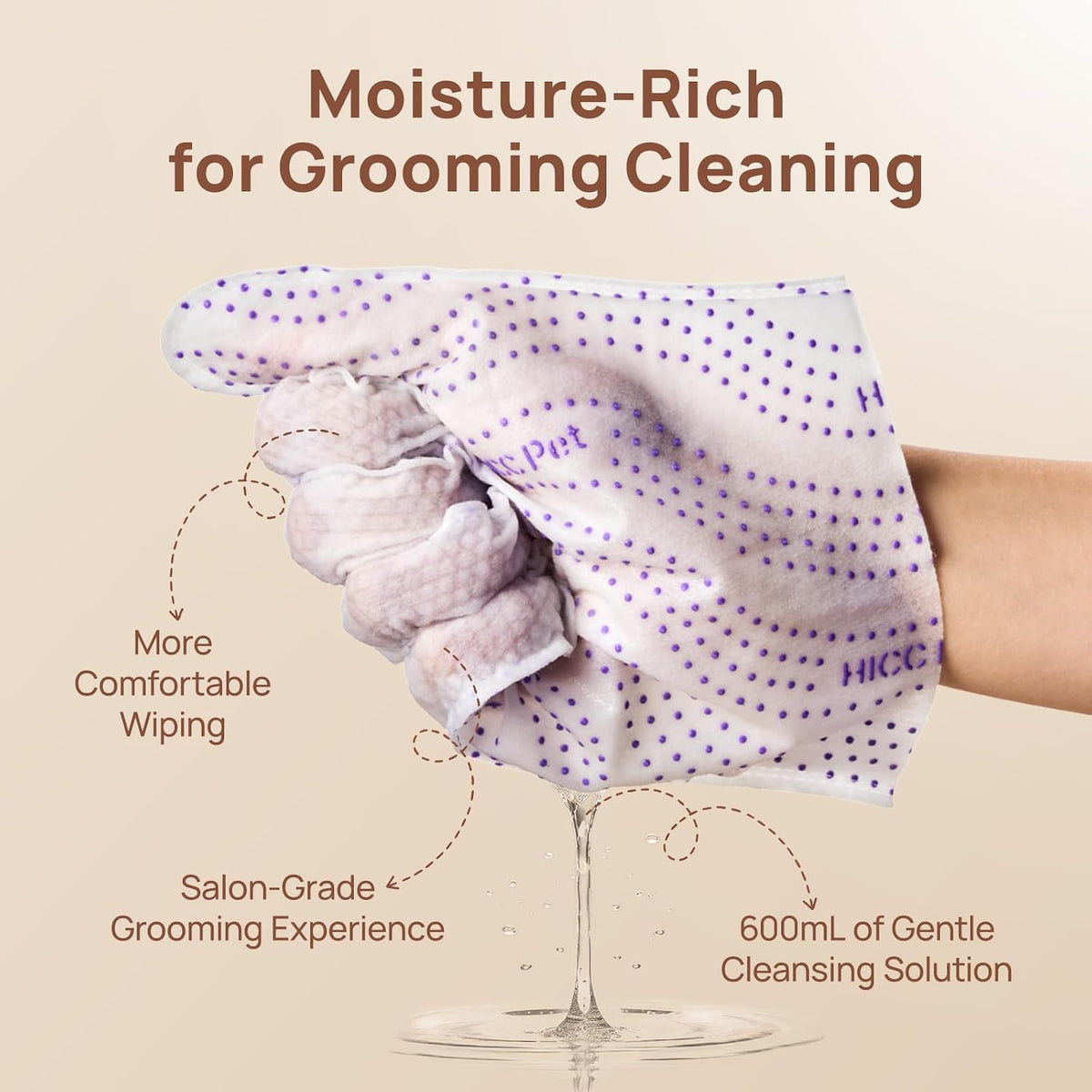 HICC PET Cleaning Glove Wipes PRO for Dogs & Cats - Unscented / 6PCS - image 3