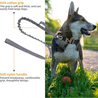 EXCELLENT ELITE SPANKER Tactical Bungee Dog Leash Military Adjustable Dog Leash Quick Release Elastic Leads Rope with 2 Control Handle（Grey