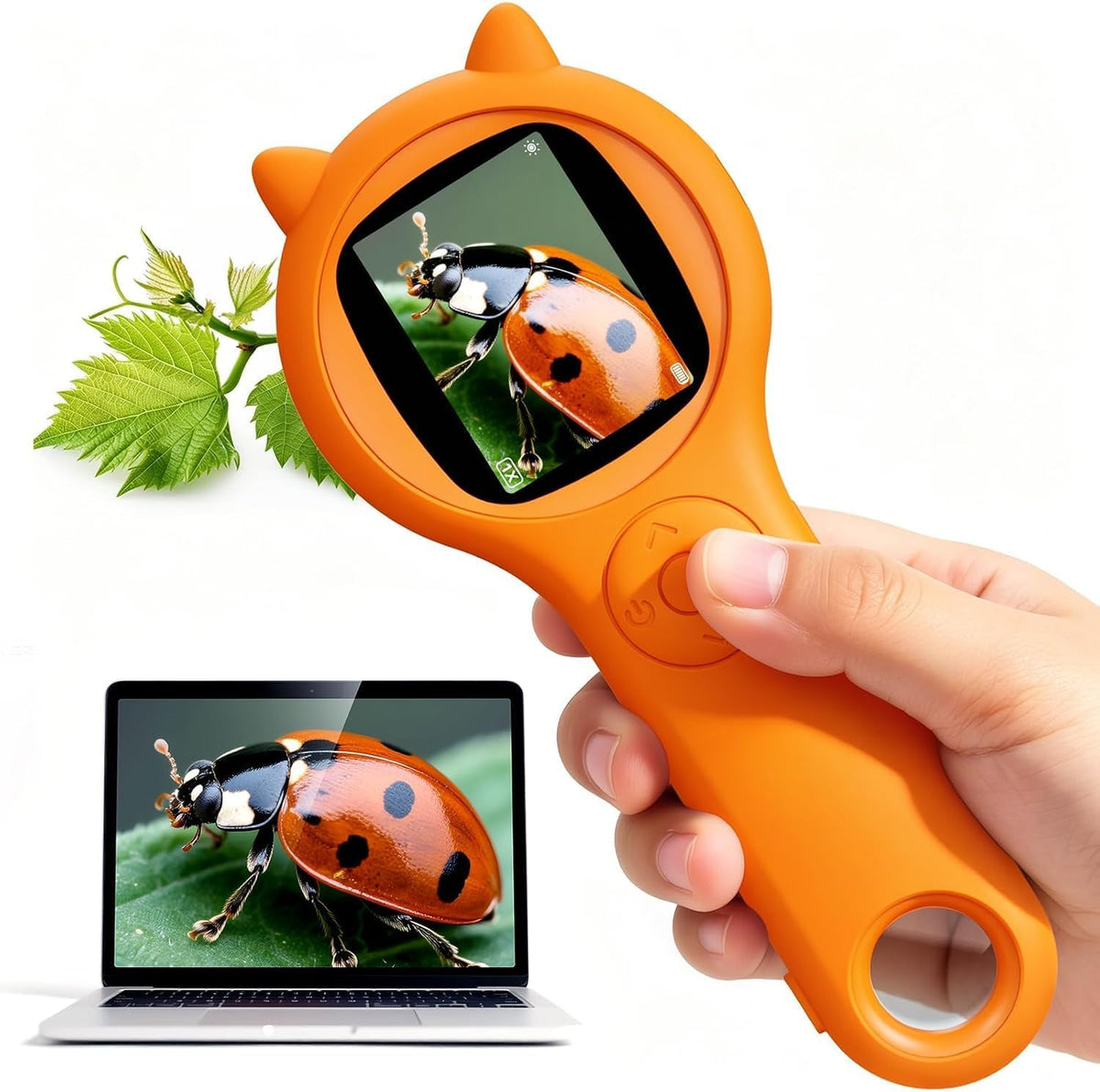 Kids Microscope, 500X Digital Magnifying Glass, Explore STEM Toy - Orange / 1 Pcs