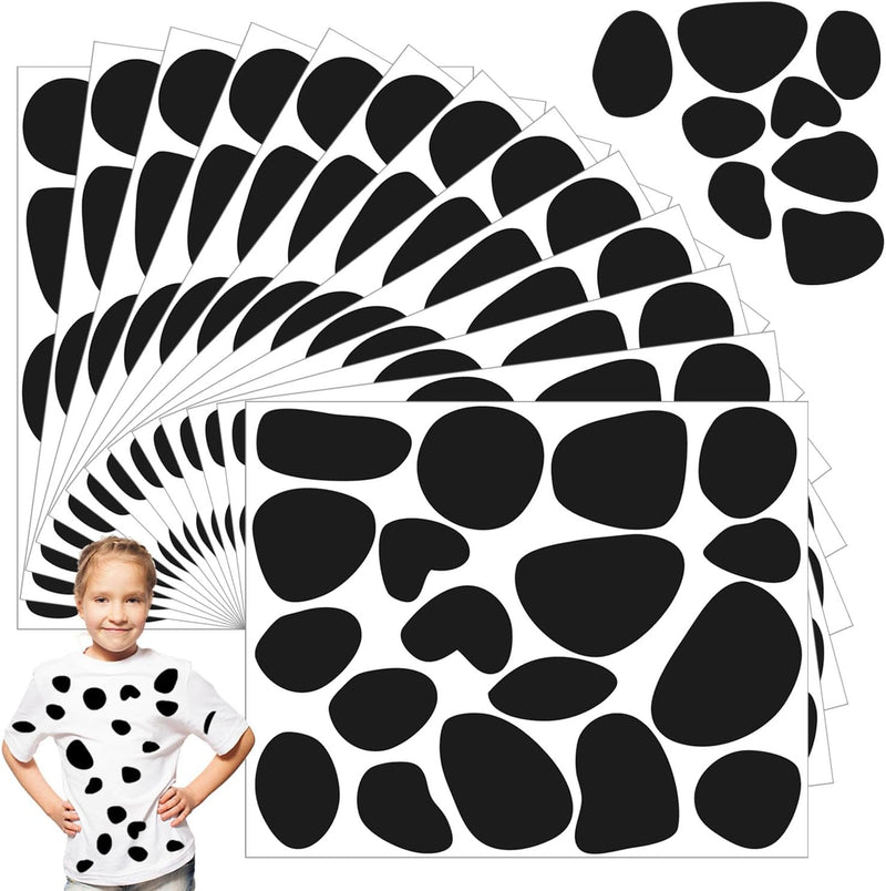 HIOHWEFH black adhesive felt circles, 12 sheets of dalmatian spot stickers