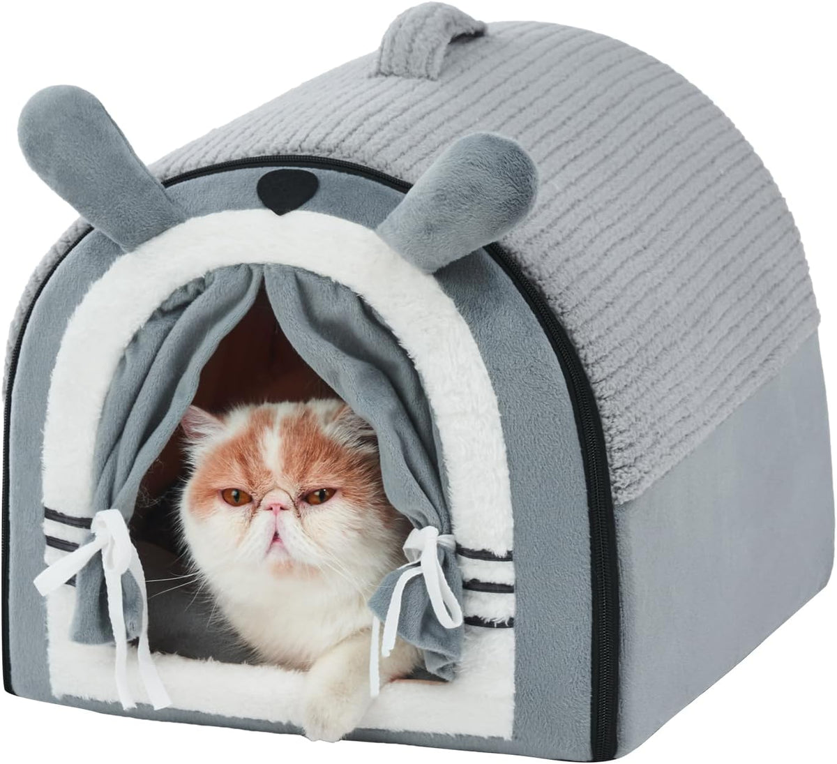 Small Dog House Indoor, Cat House with Door Curtain Design - Small(14"*12.4"*11")