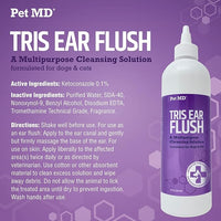 Pet MD Dog Ear Cleaning Wipes with Aloe and Eucalyptus + Veterinary Tris Flush Cat & Dog Ear Cleaner