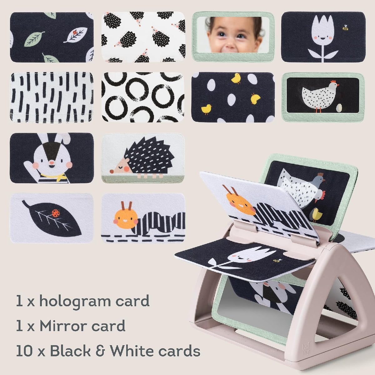 Taf Toys black and white rattling spinning book with mirror for newborns - view 3