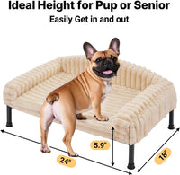 Veehoo Elevated Dog Bed with Bolster Cushion - White / 24.0"L x 18.0"W x 8.3"Th - image 2