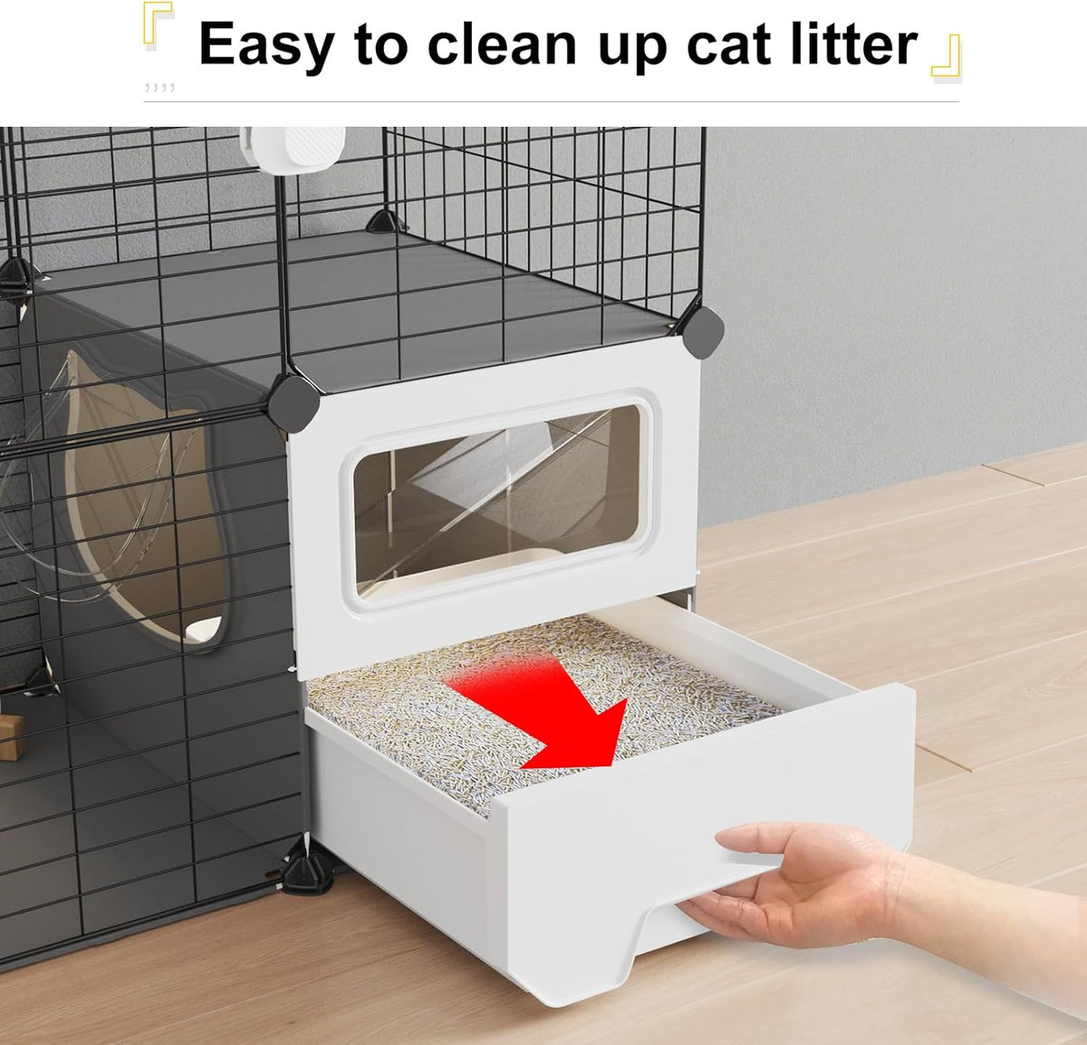 Cat Cage Indoor with Litter Box 3-Tier DIY Cat Playpen Detachable - 28.6"L x 17.8"W x 41.3"H - image 3