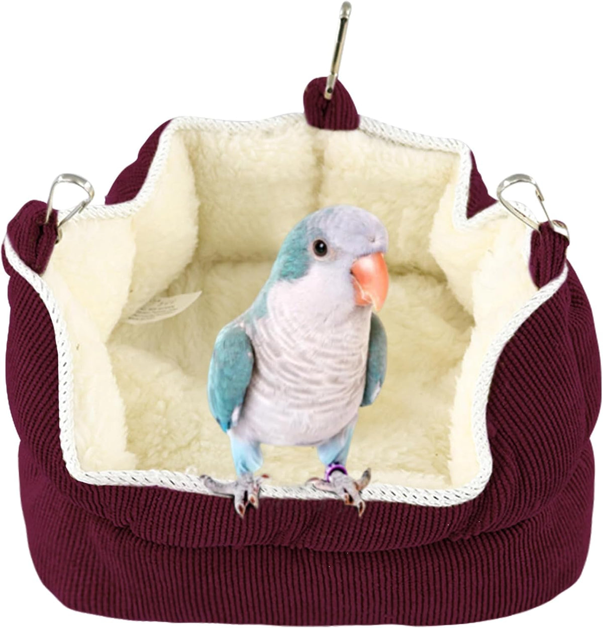 QBLEEV Bird Nest House Winter Warm Bird Bed for Cage Hanging Bird - Red / Large