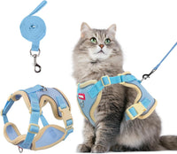 wanheart Cat Harness and Leash Set Escape-Proof Adjustable cat Leash - blue / L