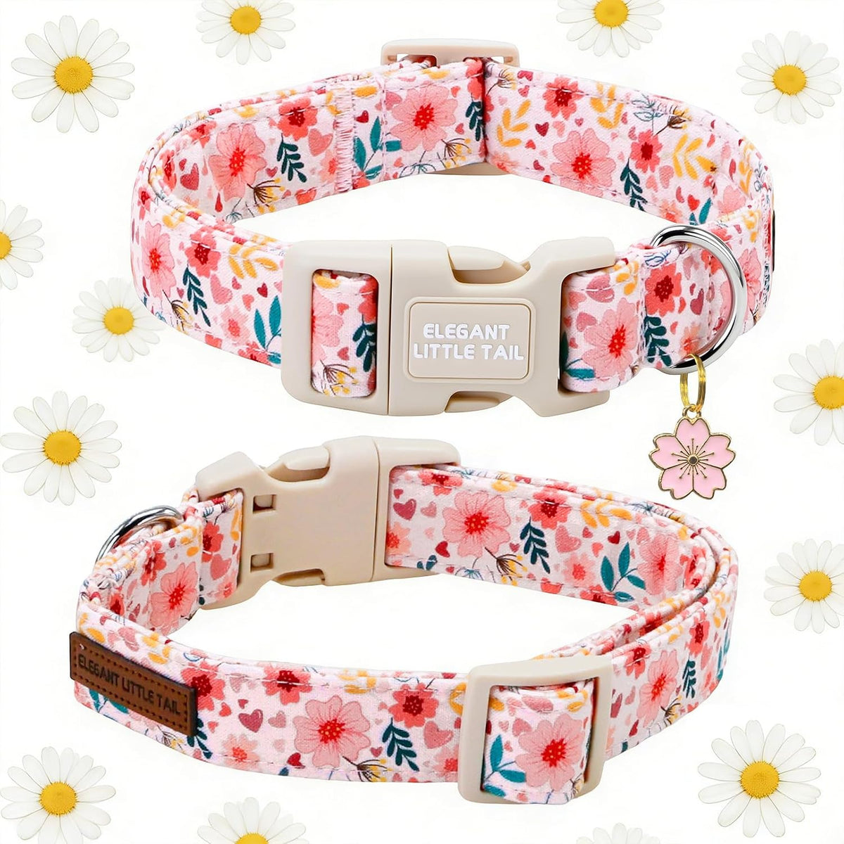 Elegant little tail Fall Dog Collar - P-Floral Heart / Medium (Pack of 1) - image 3