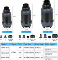 hygger 24V DC Aquarium Water Pump, 660GPH 30W 9.8FT Submersible Pump With Controller, Water Fountain Pump with 3 Nozzles for Fish Tank, Pond, Aquarium, Statuary, Hydroponics