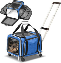 Airline Approved Expandable Premium Pet Carrier on Wheels - BLUE