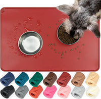 VIVAGLORY Pet Food Mat Flexmat Dog Bowl Mat, S - Burgundy / S (18.9 x 11.8in)