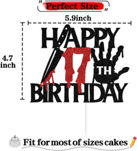 Black glitter Killer Happy 13th Birthday cake topper for a horror Halloween party - view 33