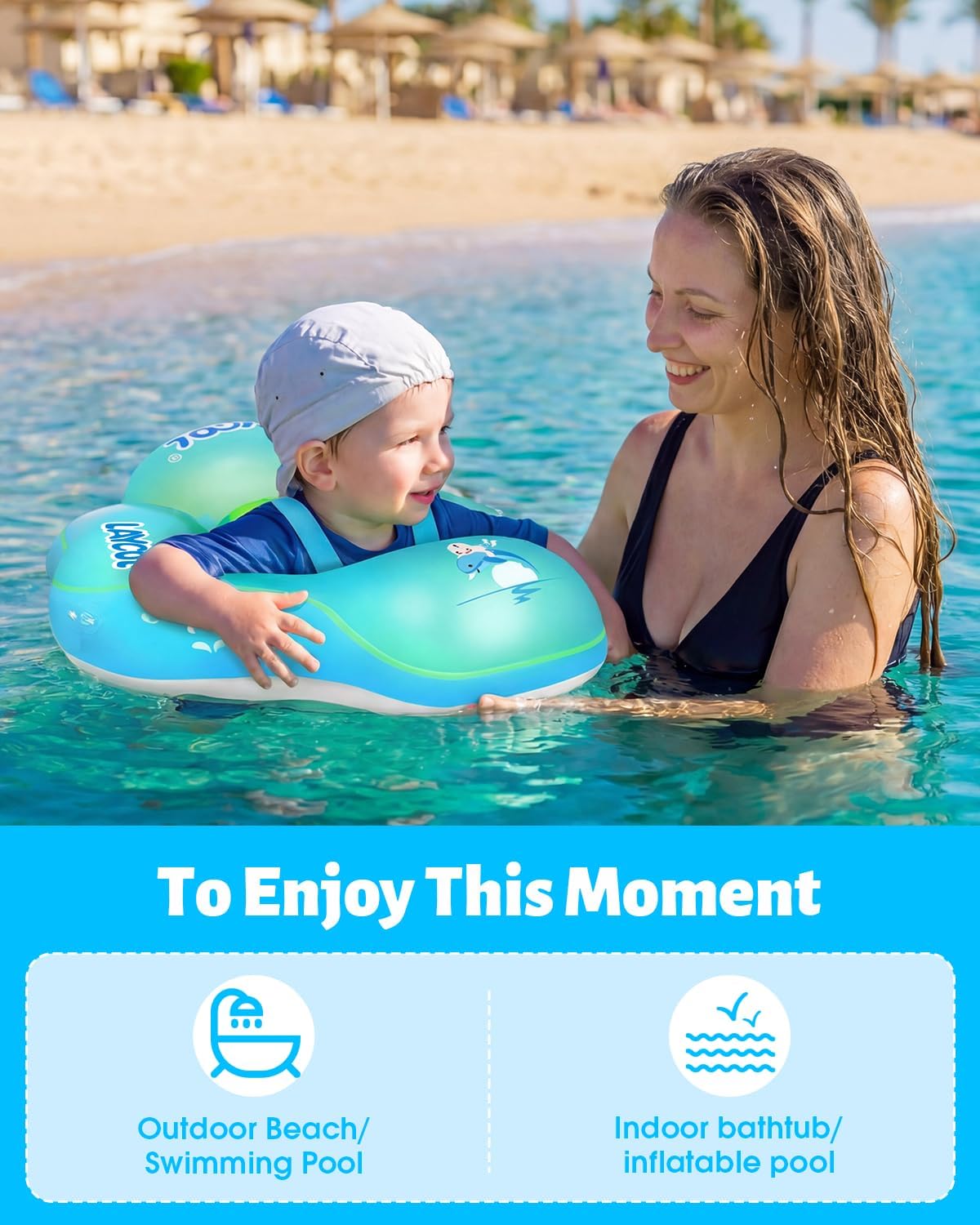 Baby Pool Float with Canopy UPF50+ - X-Large / Blue - image 4