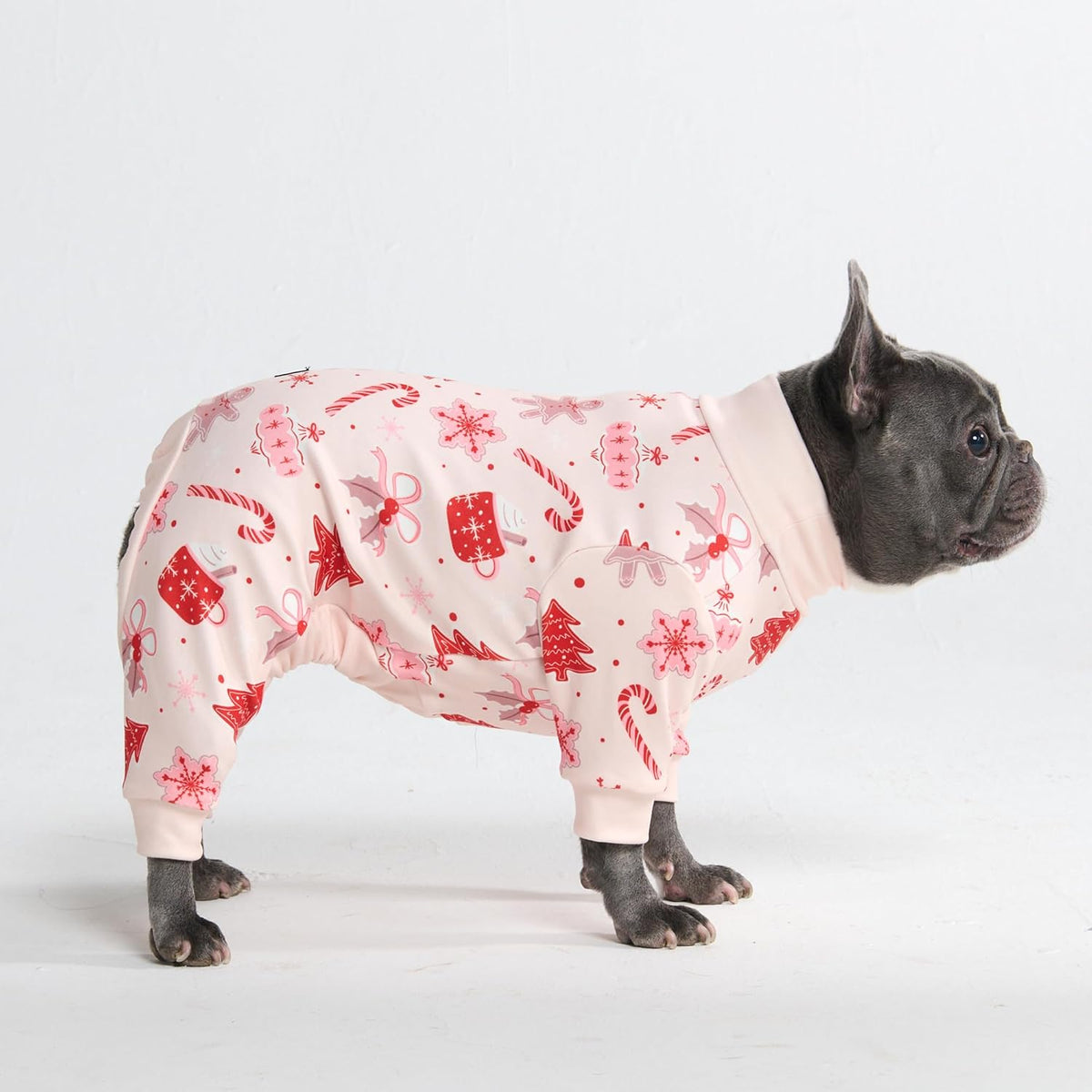 Spark Paws Dog Pajamas - Stretch Onesie Recovery Full Leg Surgery Suit PJS – Essentials for Dogs - Candy Cane / X-Large