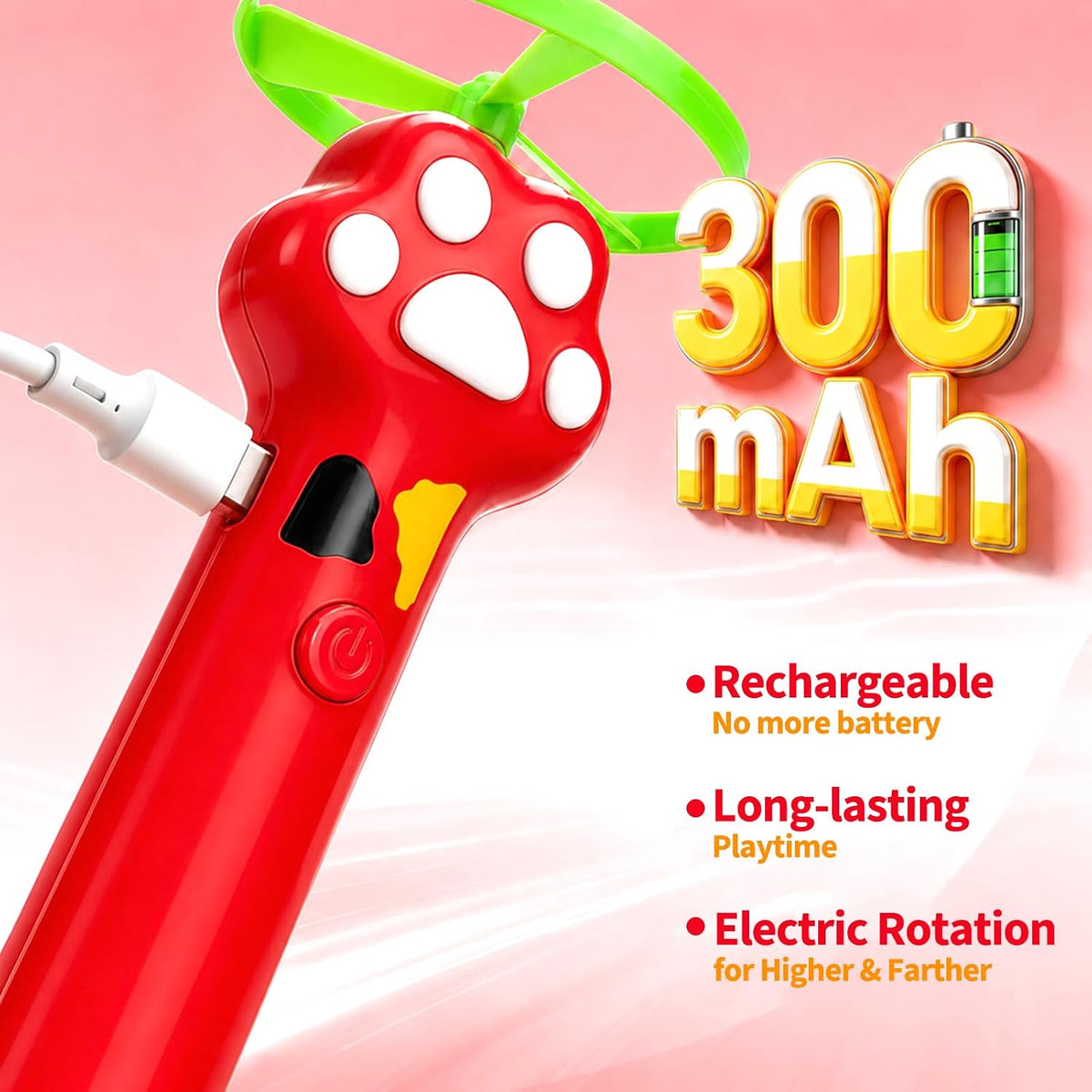 Cat Toy Disc Launcher, Rechargeable Interactive Cat Fetch Toy Launcher with 8 Flying Discs, Flying - Red - image 3