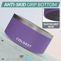 Coldest Dog Bowl - Anti Rust Metal, Non Slip, 3 Layers Insulated Stainless Steel Dog Bowls - Spill Proof & Heavy Duty - Water Bowl for Dogs, Cats & Pets, Dish Washer Safe (200 oz, Galaxy Purple)