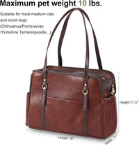 Dog Carrier Purse, Fashion Leather Pet Carrier with Pockets - Coffee - image 2