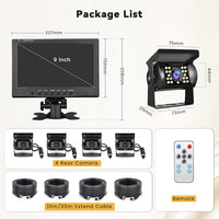 Hikity Backup Camera with Monitor Kit, 9‘’ Car Rear View Monitor with Waterproof 18 IR LED Night Vision Reverse Camera + 4 Pins Connector Cable Backup Camera System for RV Bus Trailer Truck