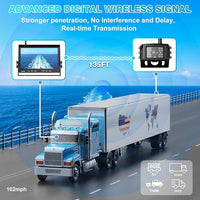 Fookoo 1080P 10" Wireless Backup Camera System, 10" Dual/Quad Split Monitor with Recording, IP69 Waterproof Rear/Front View Cameras, Parking Lines for RV/Truck/Trailer/Van(DW102)