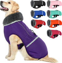 QBLEEV Warm Dog Coat, Reflective Dog Jacket - Purple / Small