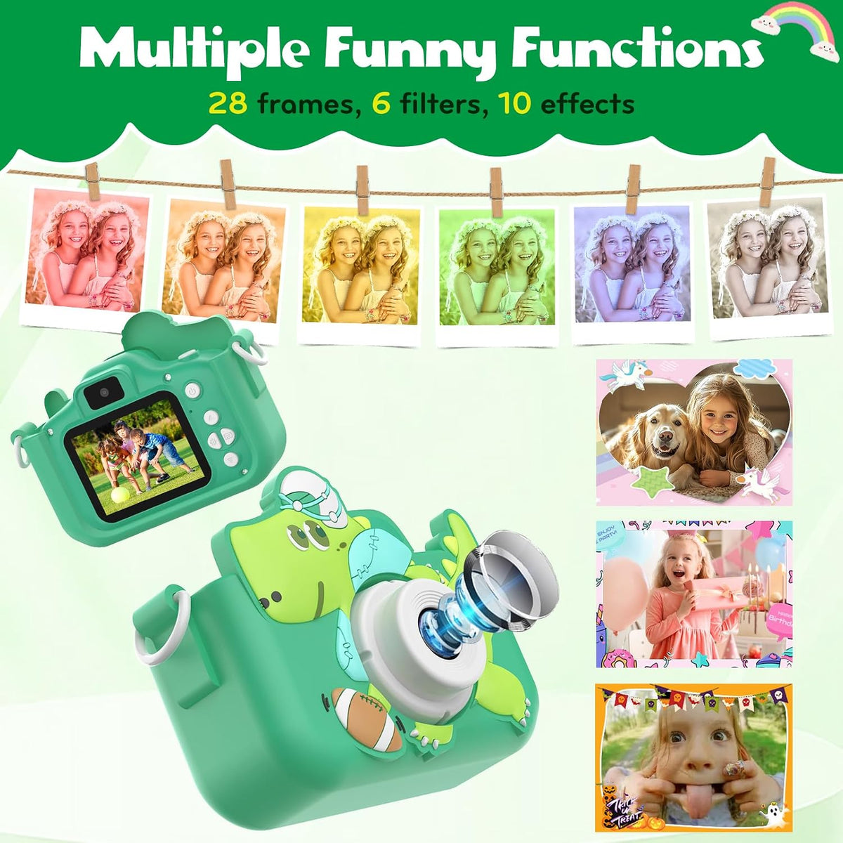Alotwan unicorn kids camera with silicone case, 2.4-inch screen and lanyard - view 8