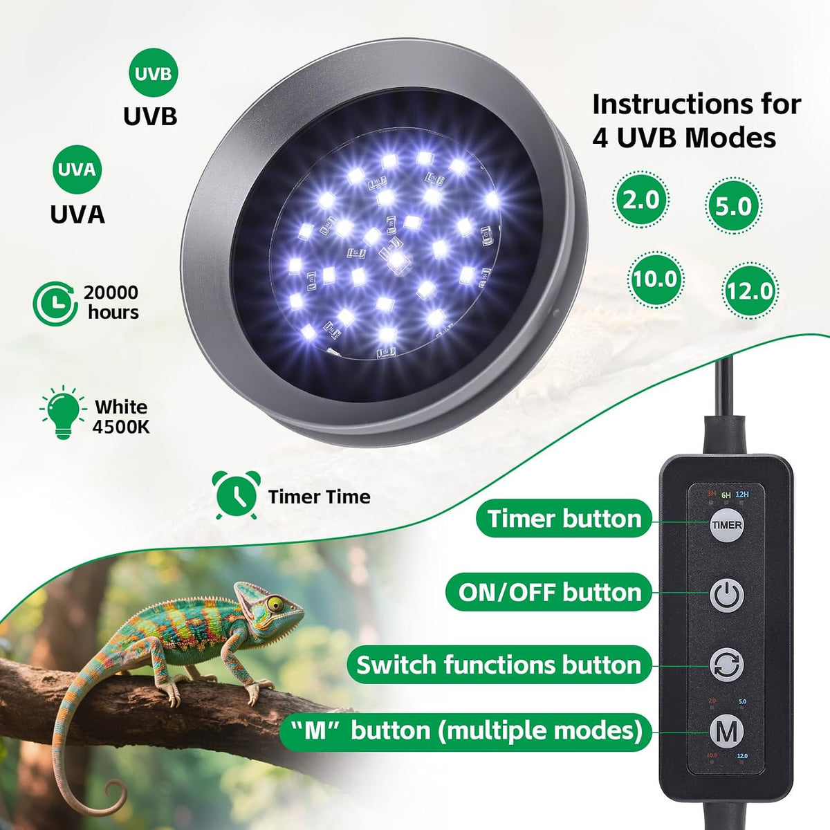 UVB Light for Reptiles with Dimming - Grey / 8W-Grey - image 2