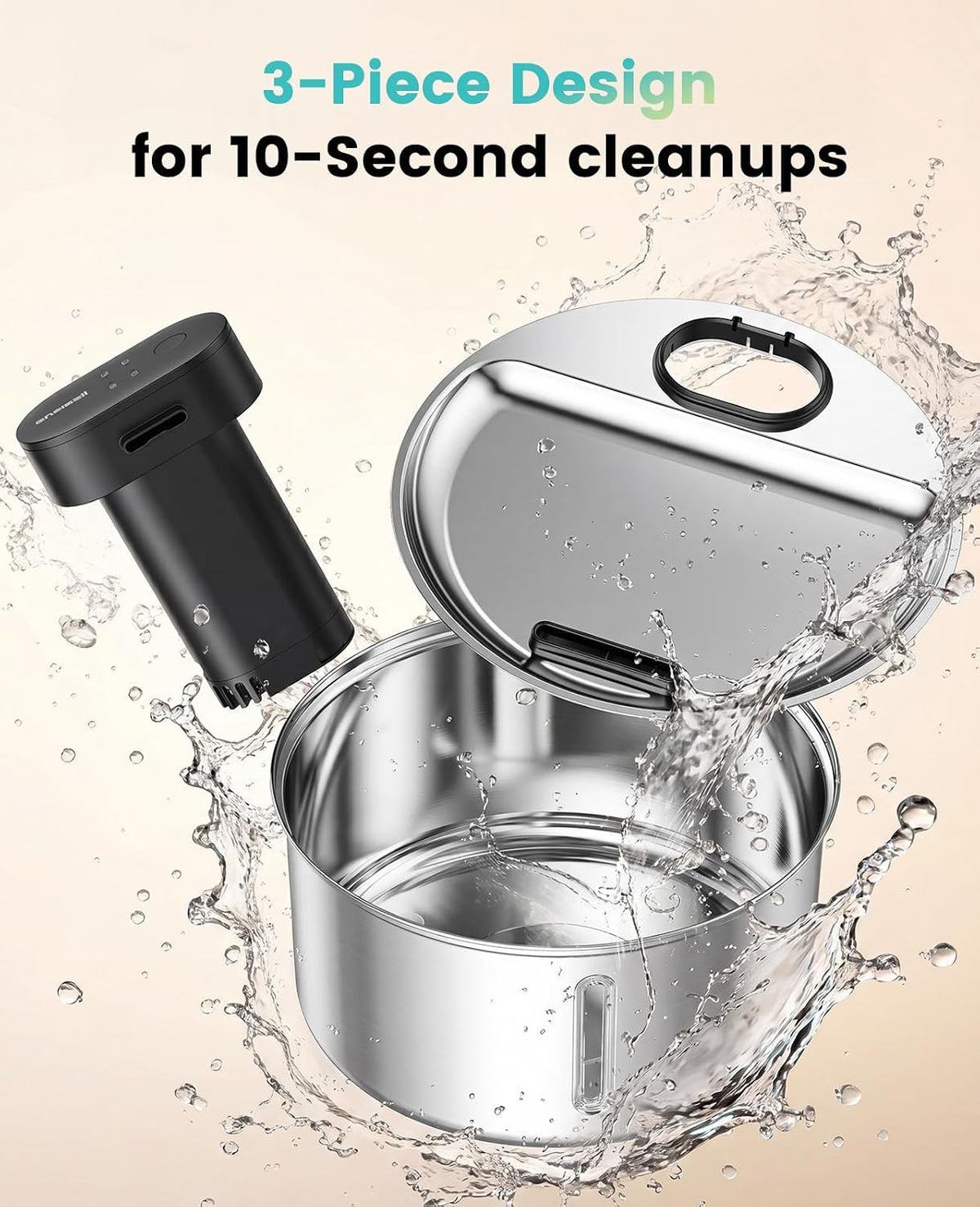 oneisall 108oz/3.2L Wireless Stainless Steel Cat Water Fountain – Essentials for Cats - 108oz Cat Fountain+6 Filters+6 Sponges - image 3