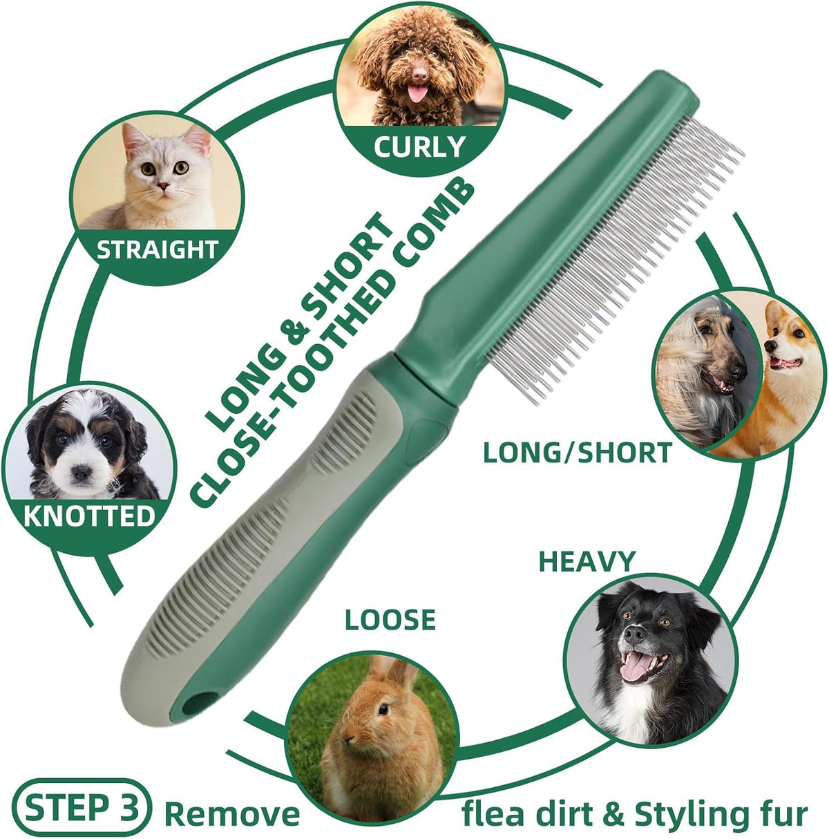 Pet Grooming Kit, Slicker Brush - A-Green - image 4