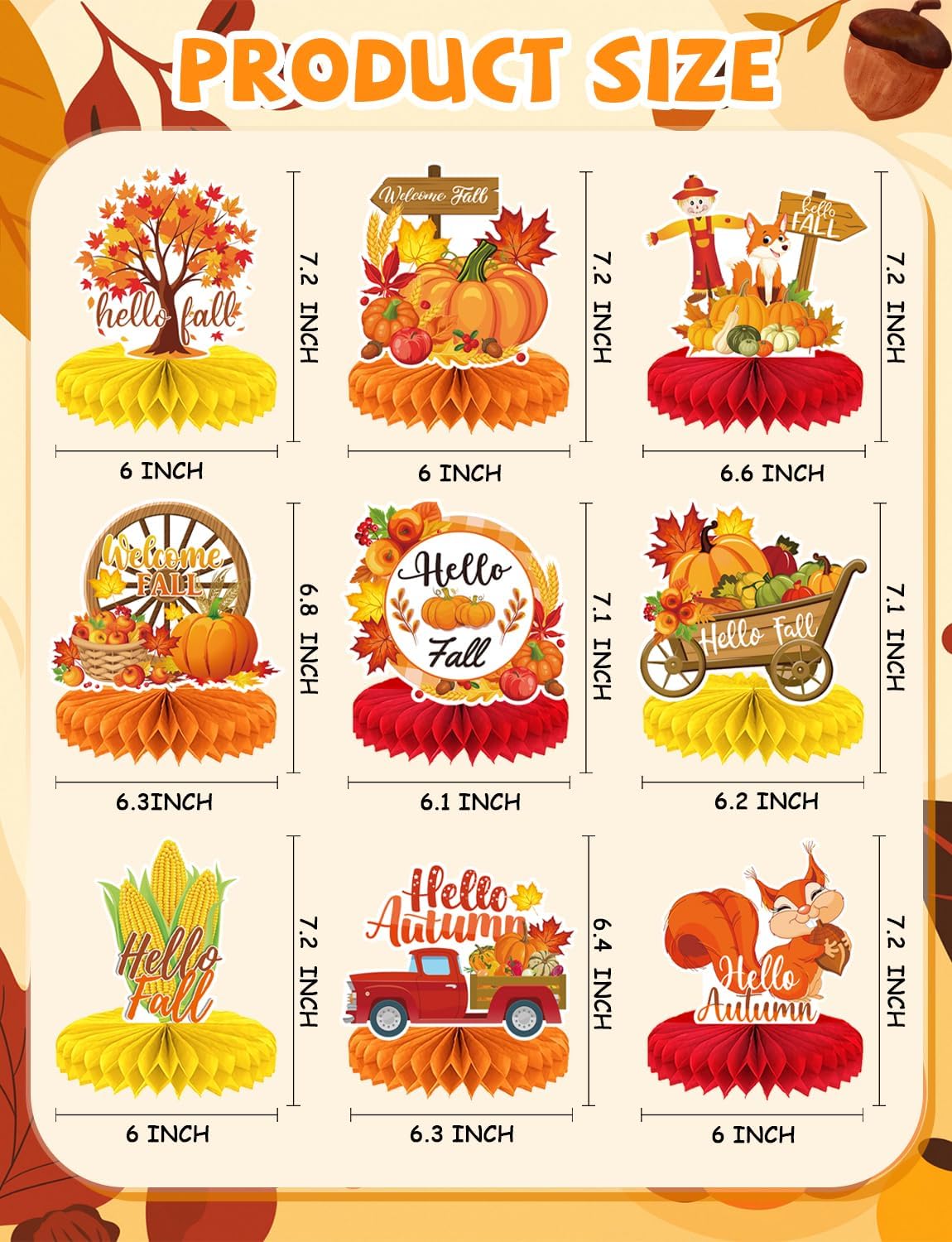 Halloween Table Decorations - 9 PCS Fall - image 4