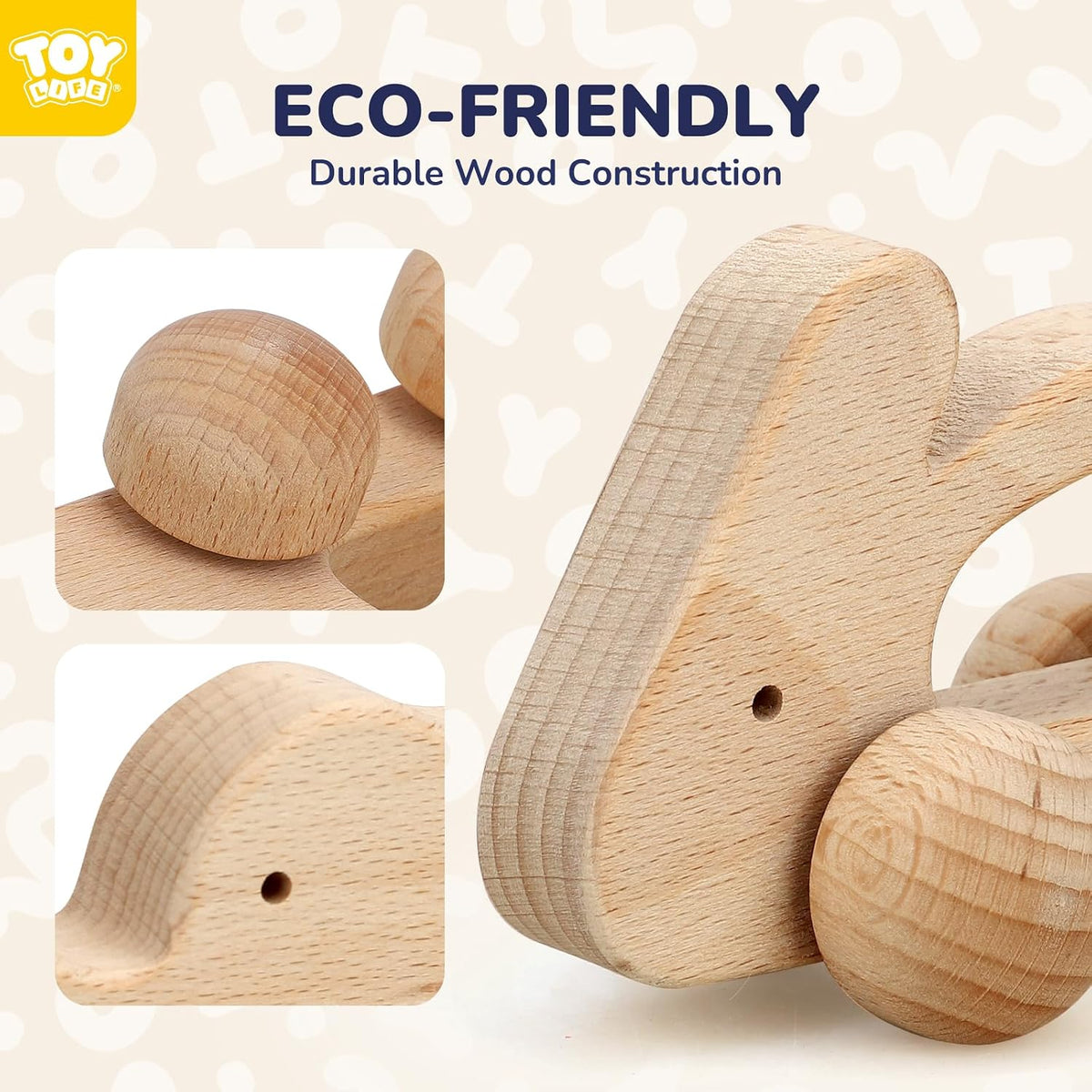 TOY Life Wooden Toys Cars, Montessori Baby Toys 6-12 Months - Animal Set - image 4