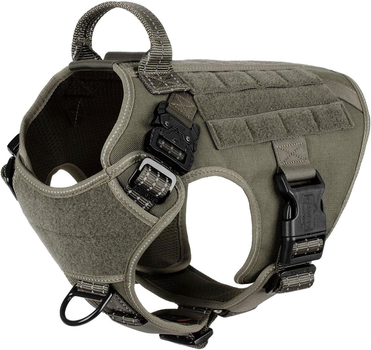 Tactical Dog Harness for Large Dogs, Reflective No Pull Dog Vest - Medium (Pack of 1) / Green