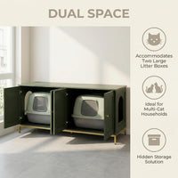 28.3" L Cat Litter Box Enclosure with Metal Frame - 47.2"L / Green - image 2