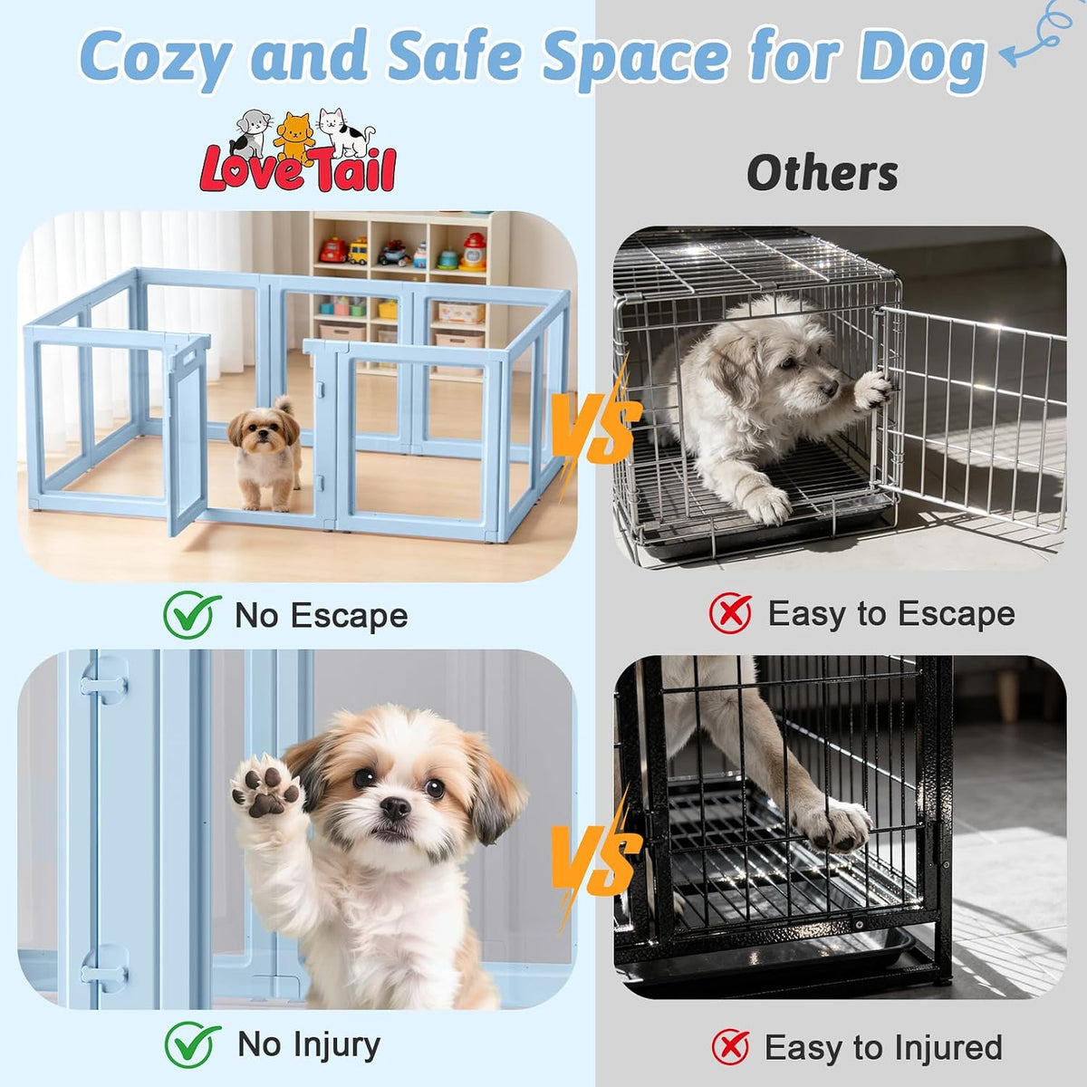 DIY Clear Acrylic Dog Playpen House - Sky Blue / 10PCS / 23.6"H - image 2