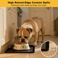 Pieviev Silicone Dog Cat Food Bowl Mat, Waterproof Raised Edge - S-16''X12'' / Black - image 2