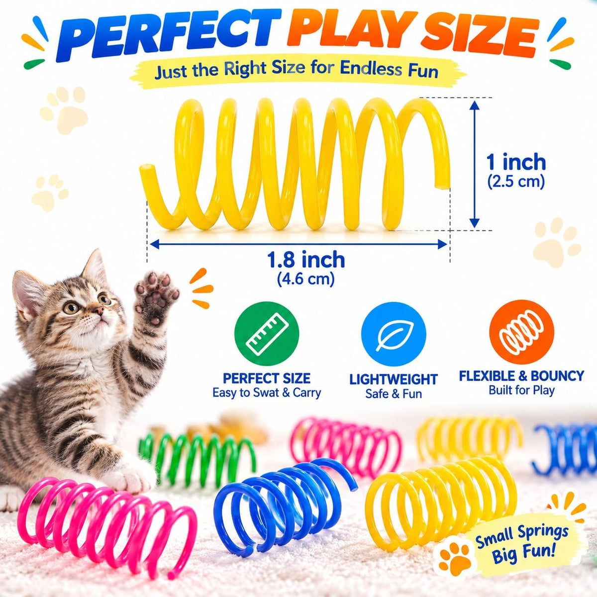 20-pack of colorful plastic cat spring toys for chasing and pouncing - view 2