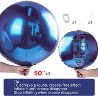 PartyWoo Metallic Silver Foil Balloons 20pcs Large Round Giant 4D - Blue-navy Blue / 3 PCS-50 INCH - image 4
