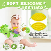 Baby Toys 0 to 12 Months, Musical Stuffed Animal Activity Soft Toys with Multi-Sensory Crinkle, Rattle and Textures, Infant Tummy Time Toys for Newborn Boys Girls, Seahorse, Green