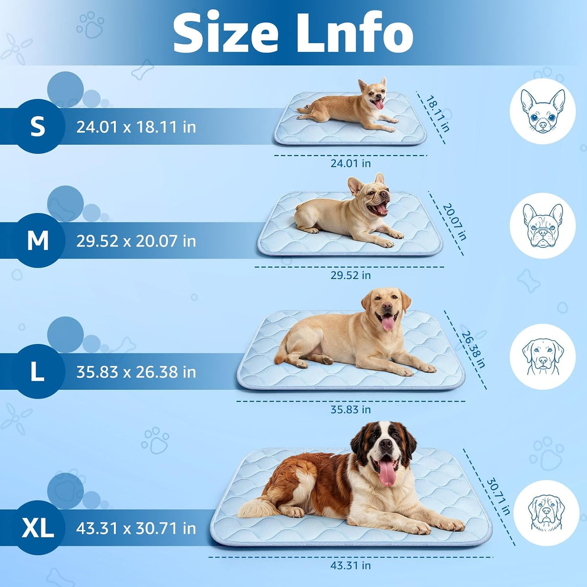 Dog Cooling Mat for Large Dogs - Ice Blue Wave Stitching / Small - image 3