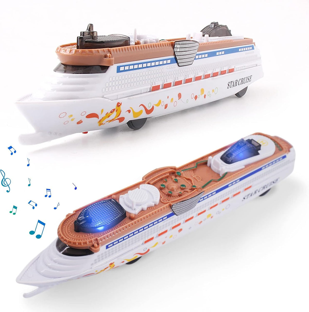 OTONOPI 9.4 inch cruise ship model toy ocean liner with green accents and blue lights