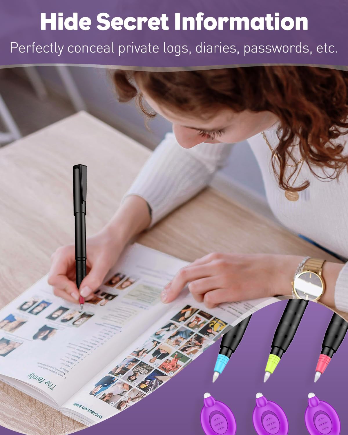 Uniclife invisible ink pen set with 3 spy pens and 3 UV LED keychain flashlights - view 6