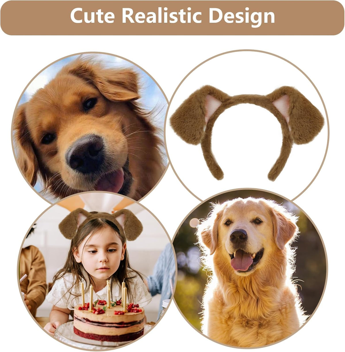 Beviliu Dog Ears Golden Movable - Brown Pink / 1 Count (Pack of 4) - image 2
